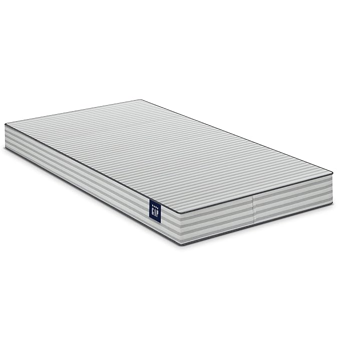 babyGap by Delta Children Charlie 6-in-1 Convertible Crib TrueSleep Crib and Toddler Mattress (Bundle), Grey
