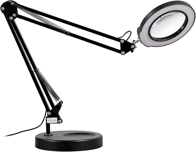 VEVOR Magnifying Glass with Light and Stand, 5X Magnifying Lamp, 4.3" Glass Lens, Base and Clamp 2-in-1 Desk Magnifier with Light, 64 LED Lights 5 Color Modes, for Close Work Reading Repair Crafts