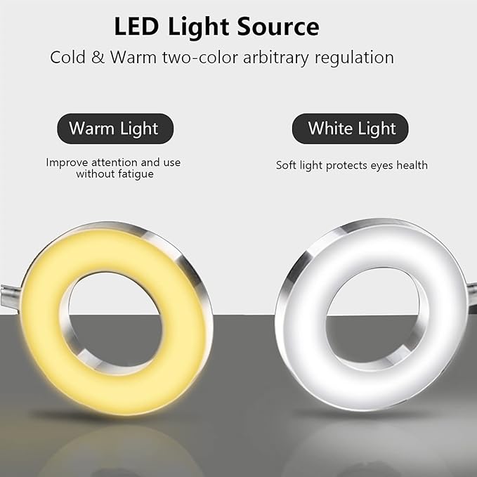 Tattoo Lamp USB LED Ring Lamp, Beauty Table Lamp with Clamp Adjustable Brightness, Clip On Light Desk Lamp Ring Light for Makeup Tattoo Eyebrow Nail Art Reading Study, Portable Beauty Lamp