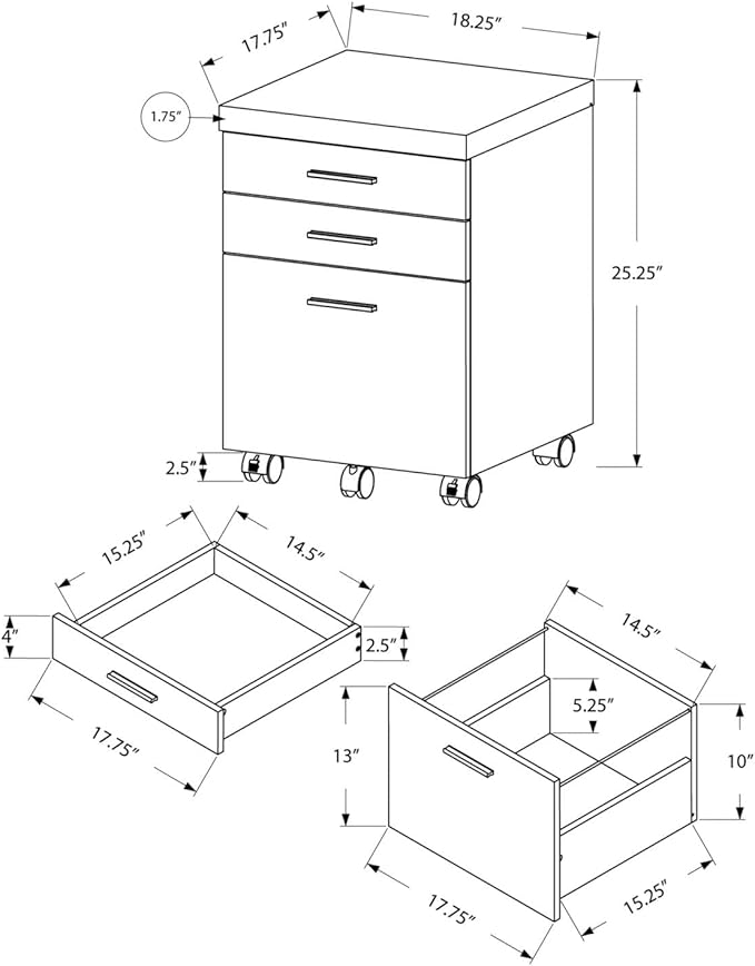Monarch Specialties I FILING CABINET, TAUPE