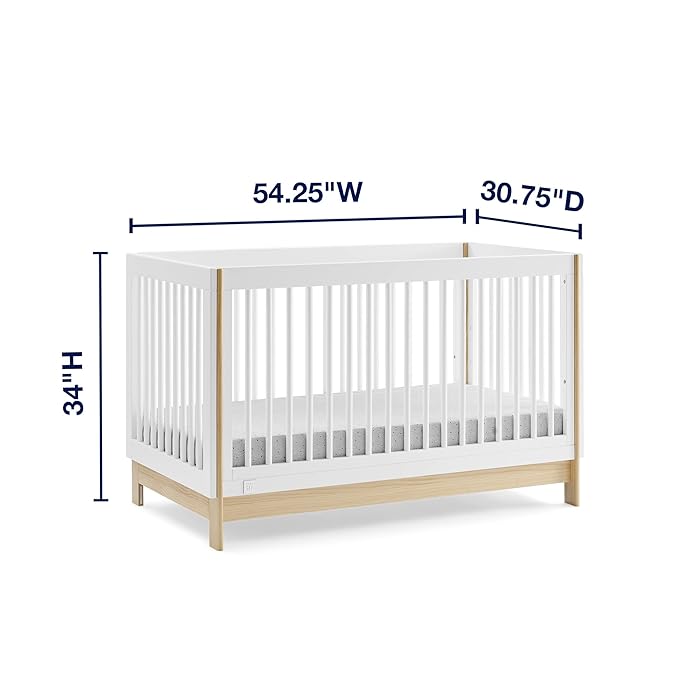 GAP babyGap Tate 4-in-1 Convertible Crib - Greenguard Gold Certified, Bianca White/Natural