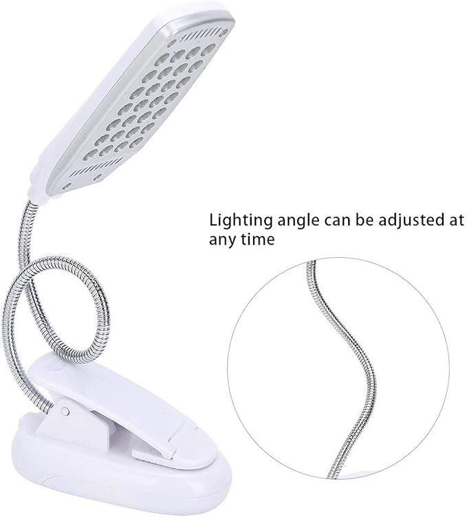 Haofy 6W Desk Lamp 28 LED Clip on Reading Light Clamp Book Light 360 Degree Rotating Table Desk Lamp Eye-Care Lamp Bedside Reading Light USB Rechargeable/Battery