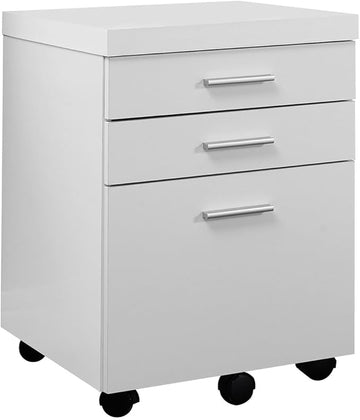 Monarch Specialties White Hollow-Core 3 Drawer File Cabinet on Castors