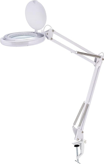 Bostitch Office LED Magnifying Desk Lamp with Clamp Mount, Energy-Efficient LEDs, Dimmable, 4.5W, 480 Lumens, White (VLED600)