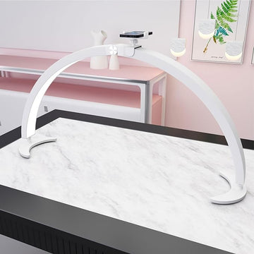 BQAN Half Moon Light for Nail Desk, 29'' 40W Nail Tech Desk Lamp with Phone Holder & Wire Controller & Remote, Stepless Adjustment Desk Lamp for Nails, Tattoo, Eyelash Extensions