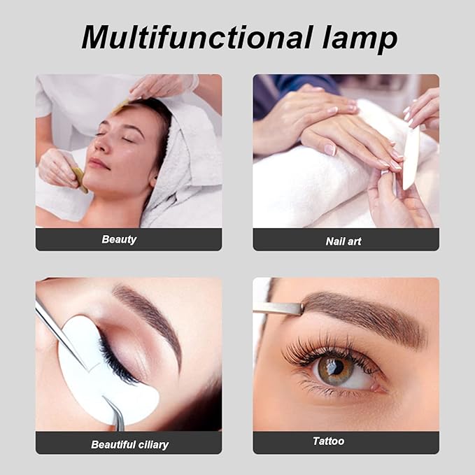 Half Moon Light for Nail Art, 3000‑6000K Adjustable Half Moon Desk Lamp with 22 Inch Lamp Holder, Desktop Moon Lighting Lamp for Beauty Skincare Eyebrows Lash Extension (US Plug)