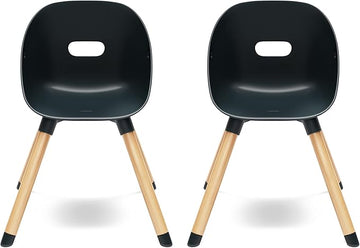 Lalo The Play Chair, Wooden and Non-Toxic Plastic Kids and Toddler Chair - Sturdy Bucket Seat and Easy to Clean Kids Chair with up to 200 lb. Weight Capacity, Set of 2 - Licorice