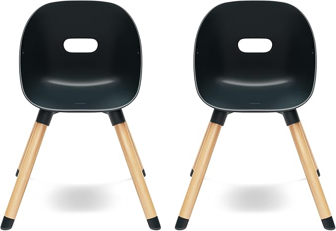 Lalo The Play Chair, Wooden and Non-Toxic Plastic Kids and Toddler Chair - Sturdy Bucket Seat and Easy to Clean Kids Chair with up to 200 lb. Weight Capacity, Set of 2 - Licorice