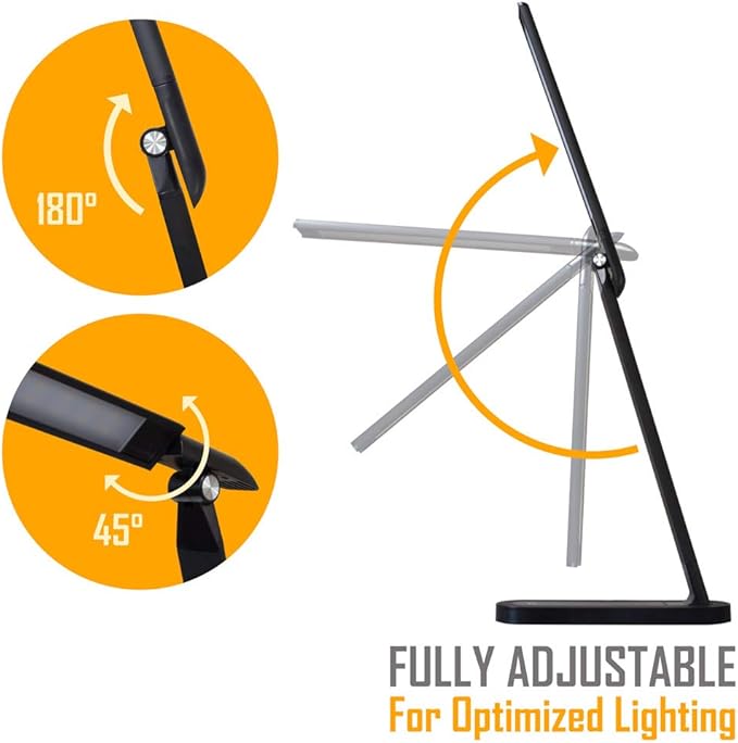 AULTRA LED DESK LAMP LIGHT - Touch Control Desk Lamp with Multiple Brightness Level - Lights for Bedroom, The Office Desk, Reading Lamps, Bedside Table and Standing Desk (Black)