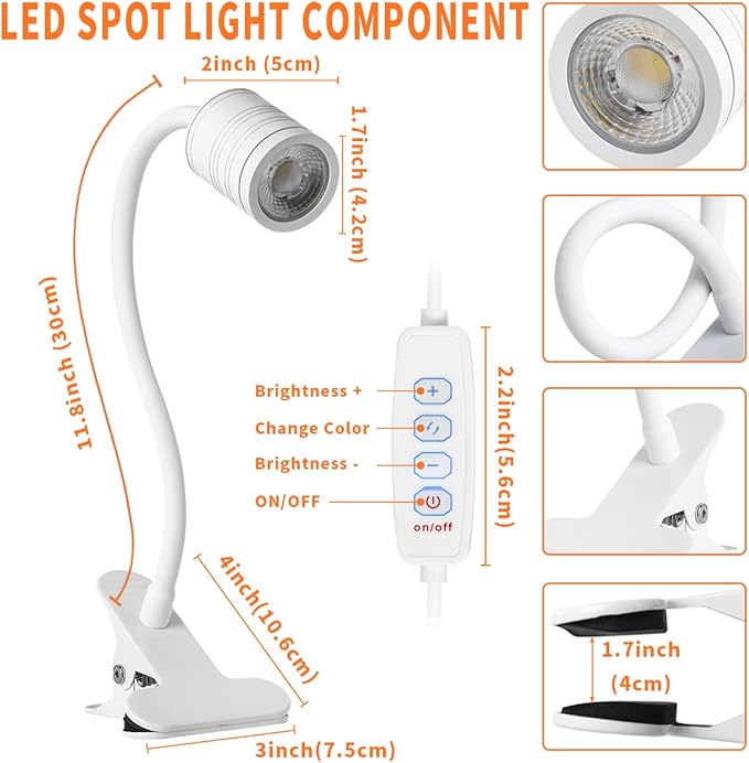 EAGLOD LED 3 Brightness Clamp Light，Portable Clip Light LED Lamp, USB Plug Clip on Desk Lamp,360°Flexible Gooseneck Night Reading Light,Desk/Table Bedside Headboard,Nail Art,Tattoo Lamp