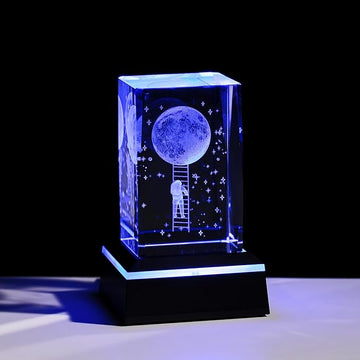 Glass Paperweight,K9 Crystal Cube with Changeable 7-Color Changing Lamp,Nice Birthday Gifts,Decent Ornament in Home and Office