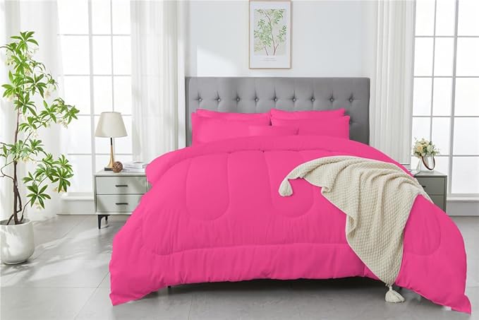 3 Piece Solid Color All Season Bedding Comforter Set Microfiber Soft Lightweight Bedding Set for Kids Teens Adults Room Decor with 1 Comforter and 2 Pillowcases Full