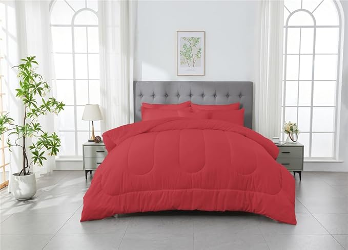 3 Piece Solid Color All Season Bedding Comforter Set Microfiber Soft Lightweight Bedding Set for Kids Teens Adults Room Decor with 1 Comforter and 2 Pillowcases Full