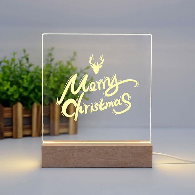 2Pcs 11.8" Rectangle Wooden Display Stand, Warm Light Wooden Lighted Base Wood Rectangle Led Display Pedestal Wood Night LED Light Lamp Base for Crystal Glass Resin Art