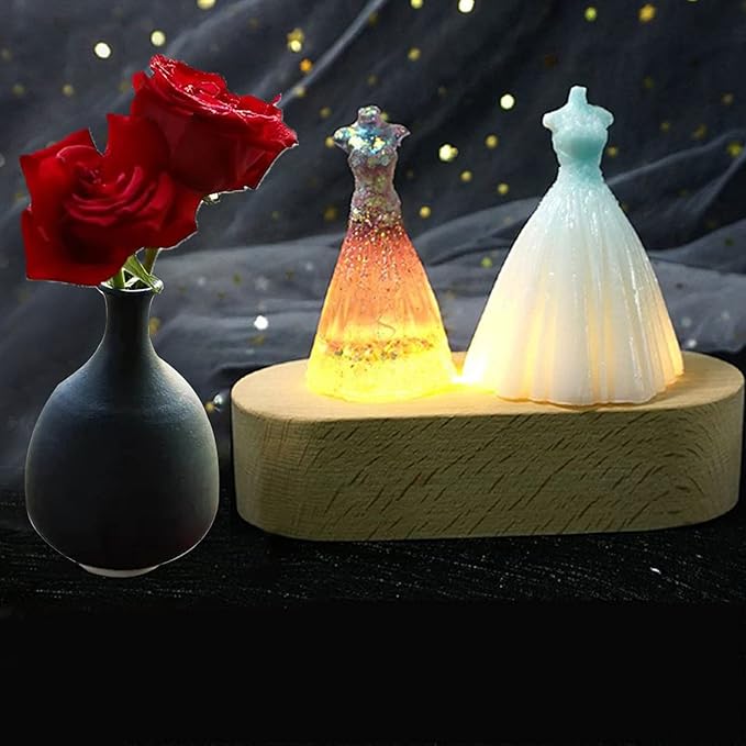 2Pack 6 inch Oval Wood Display Pedestal,Wooden Led Lights Display Base for Acrylic and Plexiglass,Wood Night LED Light Lamp Base