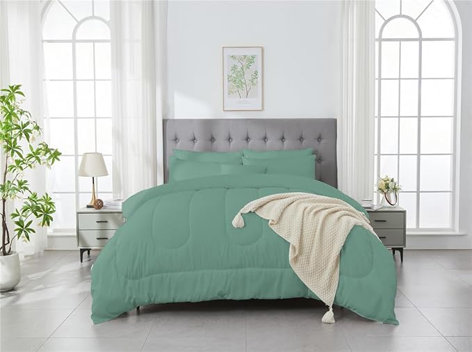 3 Piece Solid Color All Season Bedding Comforter Set Microfiber Soft Lightweight Bedding Set for Kids Teens Adults Room Decor with 1 Comforter and 2 Pillowcases Full