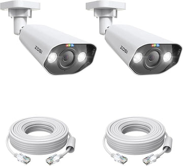 ZOSI 2PK 4K PoE Add-on Cameras with Ethernet Cables,Person/Vehicle Detection,2 Way Audio,Night Vision,Spotlight Siren,8MP Weatherproof Outdoor Indoor IP Security Camera Only Work 4K PoE NVR