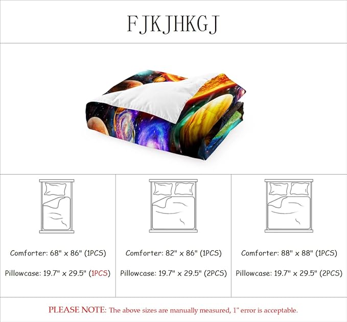 Space Comforter Set Full Solar System Bedding Full Comforter Sets Galaxy Outer Space Bedroom Decor for Boys Bed Set Full Size Earth Planet Quilt Set with 1 Comforter 2 Pillowcases