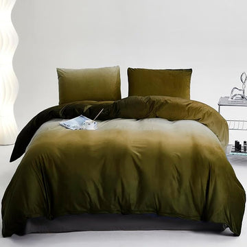 Green White Comforter Set Velvet King Gradient Olive Green Bedding Comforter Women Plain White and Army Green Gradient Soft Quilt Flannel Dark Green Comforter Warm King Bed Comforter