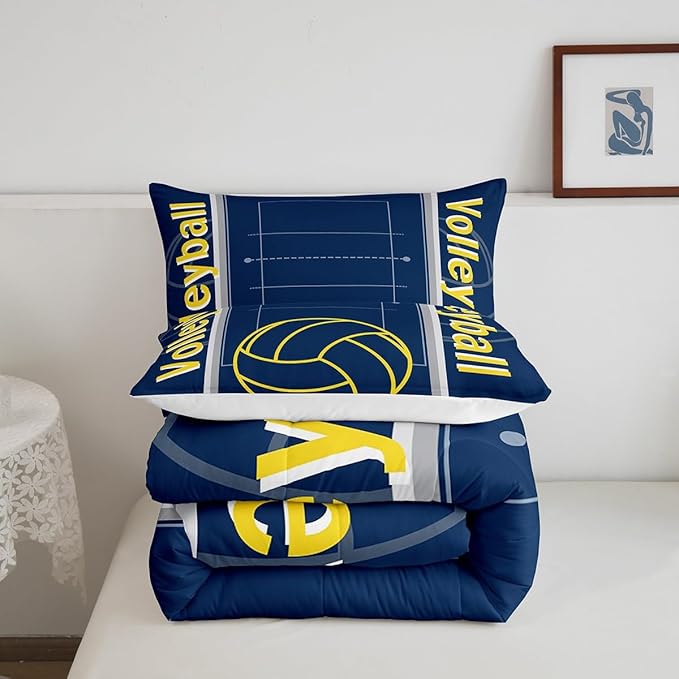 Feelyou Volleyball Bedding Set Queen Size Sports Game Comforter Set for Kids Boys Girls Decor Volleyball Player Comforter Microfiber Sports Gaming Duvet Set Bedroom Quilt Set