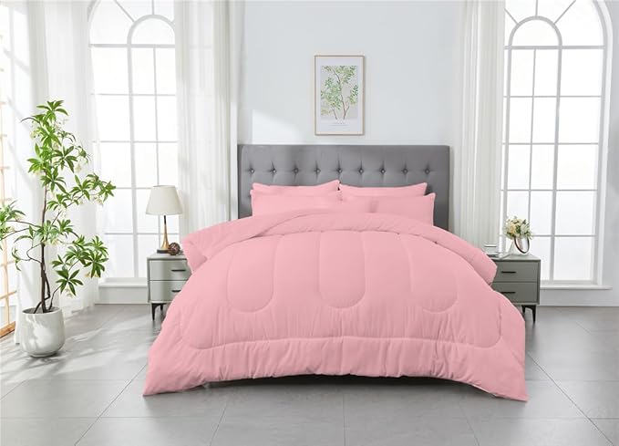 3 Piece Solid Color All Season Bedding Comforter Set Microfiber Soft Lightweight Bedding Set for Kids Teens Adults Room Decor with 1 Comforter and 2 Pillowcases King