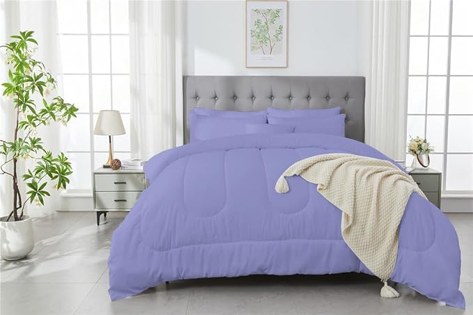 3 Piece Solid Color All Season Bedding Comforter Set Microfiber Soft Lightweight Bedding Set for Kids Teens Adults Room Decor with 1 Comforter and 2 Pillowcases Full