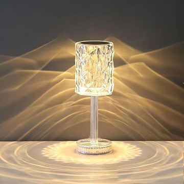 Portable Crystal Table Lamp,Acrylic Cordless LED Desk Lamp with Touch Control, 3 Color Touch Control Rechargeable Lamp, Night Light, Bedside Lamp,Dining Room Lamp (3 Color Crystal Lamp)