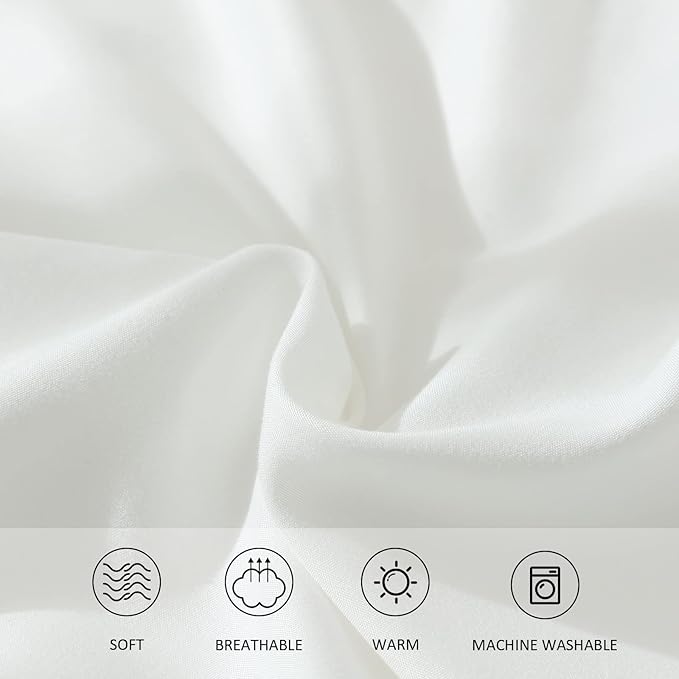 White Comforter for Queen Size Bed, Full Modern Bedding Set for Women/Men, Cute Soft & Lightweight Chic Microfiber Bed Sets, 3 pcs-1 Comforter & 2 Pillowcases (90"x90")