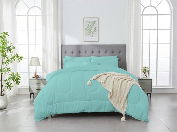 3 Piece Solid Color All Season Bedding Comforter Set Microfiber Soft Lightweight Bedding Set for Kids Teens Adults Room Decor with 1 Comforter and 2 Pillowcases Full