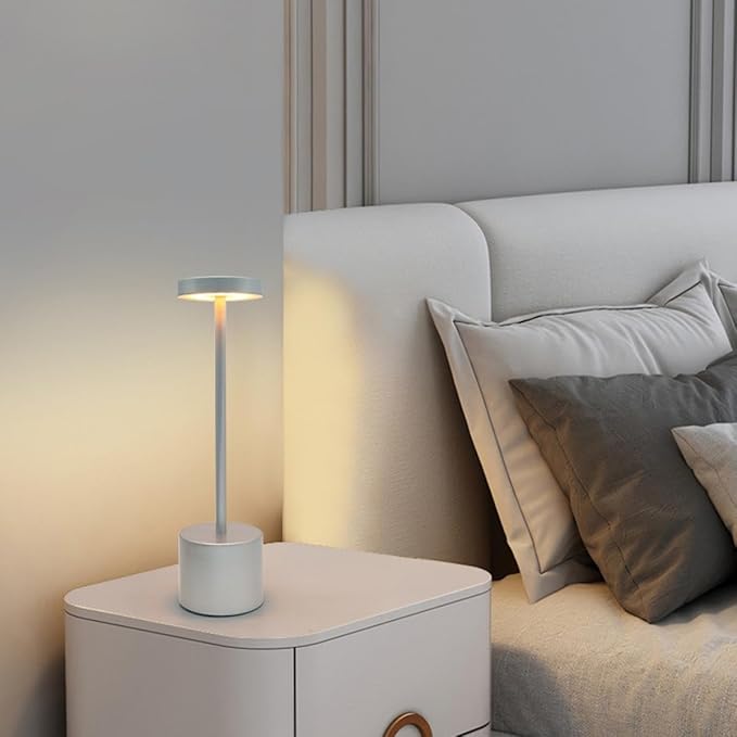 2 Pack Cordless Table Lamp Rechargeable 5000mAh Battery Operated Portable LED Desk Lamp 3 Color Temperature Stepless Dimming for Bedroom Restaurant Coffee Shop Party (White)
