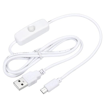 MECCANIXITY USB Cable with 501 ON/Off Switch, USB Male to Micro USB Male Power Cable 100cm for Digital Equipment LED Desk Lamp LED Strip White Pack of 4