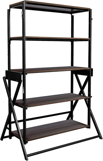 Origami modern 2 in 1 shelf to table Style, Organizer Deco Rack magically turn to a table/desk in a second, fully assembled, patent pending, Black/walnut (STT-WLN)