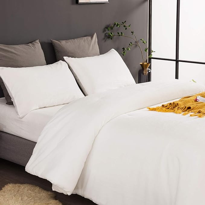 Wellboo White Velvet Comforter Sets Twin Boys Girls Solid White Fluffy Bedding Comforters Plain White Flannel Plush Quilts Women Men All White Winter Blanket Aesthetic Micromink Sherpa Bedding Durable