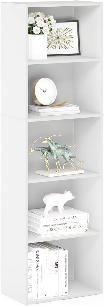 Furinno Luder Bookcase / Book / Storage , 5-Tier, White
