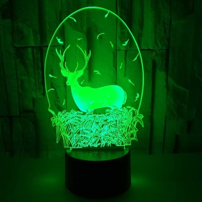 Christmas Deer Acrylic 3D Night Lights USB LED Table Lamp Home r2d2 3D Arts Lamp - 7 Colors Changing Bedroom Decor Business Gifts for Elders (Deer Head)
