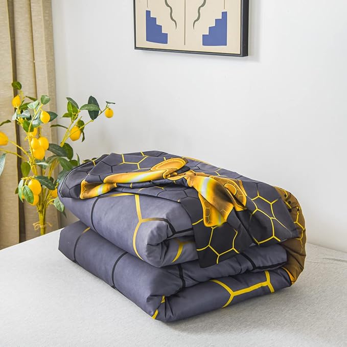 NTBED Game Console Comforter Set for Boys Girls Kids 3D Gaming Geometric Lightweight Microfiber Bedding Sets (Gold, Twin)