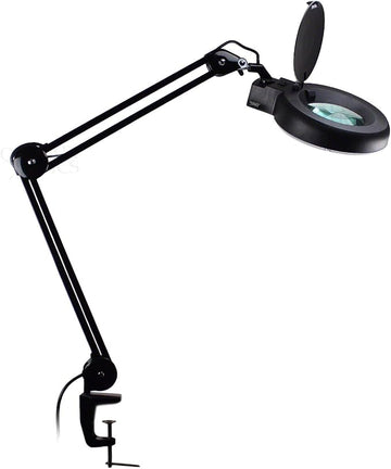 Quality Optics® Professional Series Illuminated Workstation Swing Arm Magnifier Black 8LED Diopter