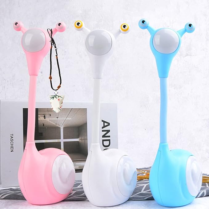 Fantasee Snail LED Desk Lamp Nursery Night Light USB Rechargeable Touch Dimmable for Child Kids Students Bedroom Dorm Reading Birthday Party Gift (White Snail)