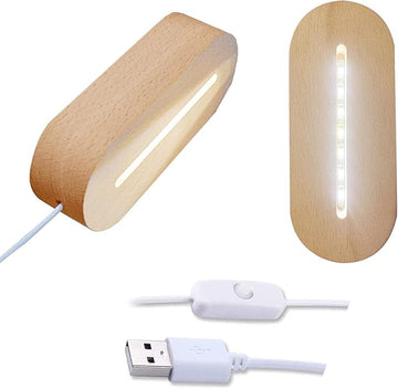 2Pack 6 inch Oval Wood Display Pedestal,Wooden Led Lights Display Base for Acrylic and Plexiglass,Wood Night LED Light Lamp Base