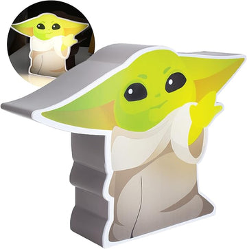 The Mandalorian Baby Yoda Night Light, Grogu The Child Officially Licensed Star Wars Bedroom Decor and Desk Lamp