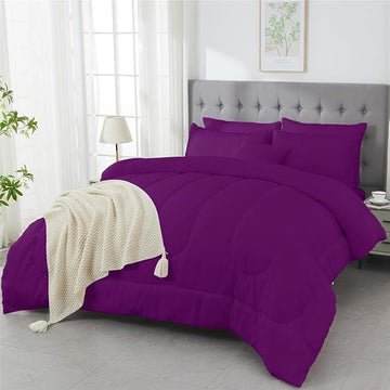 3 Piece Solid Color All Season Bedding Comforter Set Microfiber Soft Lightweight Bedding Set for Kids Teens Adults Room Decor with 1 Comforter and 2 Pillowcases Full