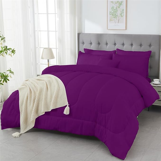 3 Piece Solid Color All Season Bedding Comforter Set Microfiber Soft Lightweight Bedding Set for Kids Teens Adults Room Decor with 1 Comforter and 2 Pillowcases Twin