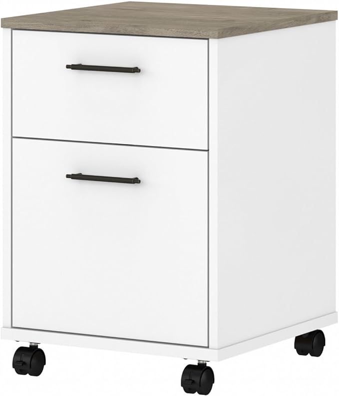 Bush KWF116G2W-03 2-Drawer Mobile File Cabinet Ltr/Lgl Shiplap Gray/Pure White 15.51-Inch