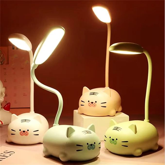 Kids Lamp, Cute LED Desk Lamp for Kids, Mini Animal Night Light, USB Rechargeable Flexible Cartoon Lamp Eye-Care Lighting for Bedroom (Tiger G, Green)