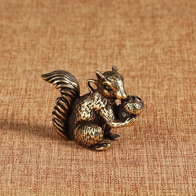 Vintage Solid Brass Squirrel Figurine - Adorable Desk Decor for Collectors - Perfect Home or Office Accent(Squirrel)