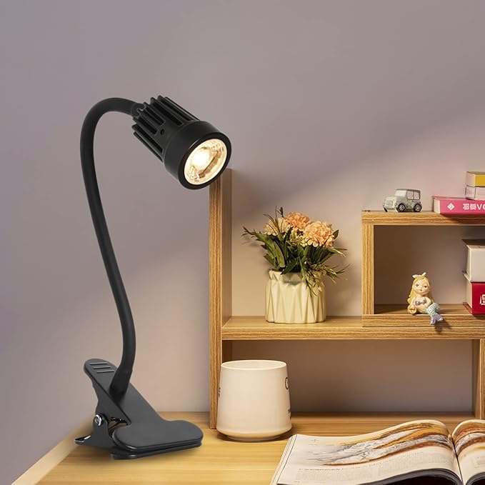 EAGLOD LED Clamp Clip on Light Desk Lamp, 3w Clip Bedside Lamp Clamp,360°Flexible Gooseneck Night Lights, Reading Lighting,Table Lamp for College Dorm,Home,Nail Art,Tattoo Lamp 2Pack