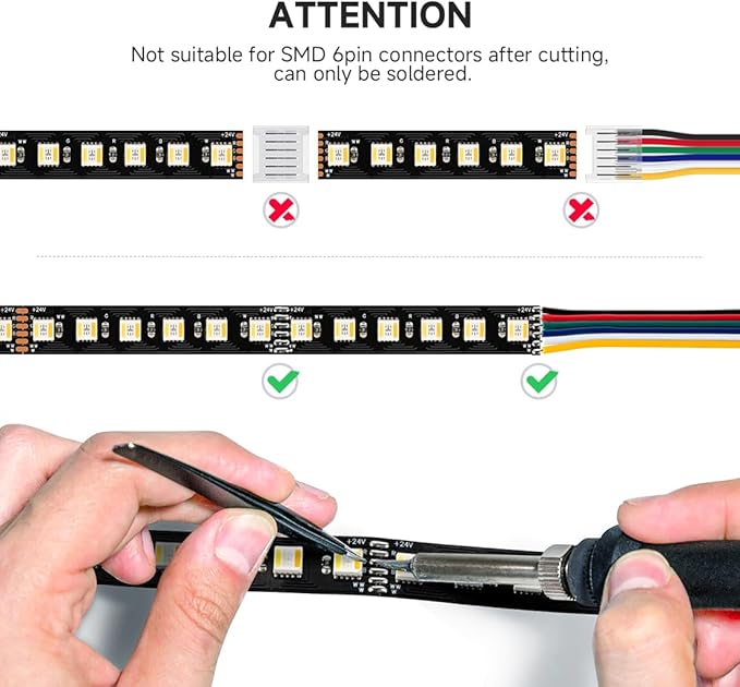 BTF-LIGHTING RGBCCT 5 Colors in 1 LED Tape Lights 5050SMD RGBWW RGB+Dimmable Color Temperature 2700K-6500K 16.4ft 96LED/m 480LED IP67 DC24V Black PCB for Home Decoration(No Adapter or Controller)