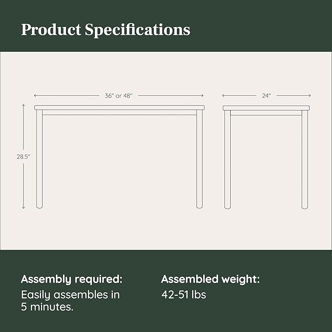Branch Daily Desk - Functional At Home Office Desk with Effortless Assembly, Timeless Design, Rounded Corners, and Built-in Cable Notch - 48” W x 28.5” H x 24” D - White Work Table