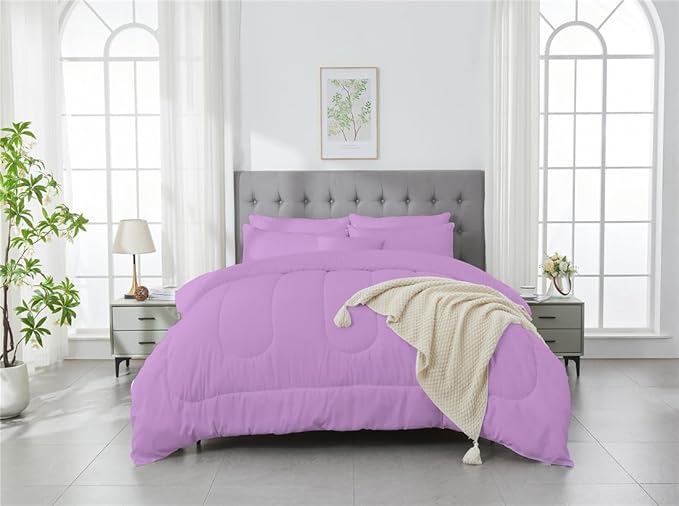 3 Piece Solid Color All Season Bedding Comforter Set Microfiber Soft Lightweight Bedding Set for Kids Teens Adults Room Decor with 1 Comforter and 2 Pillowcases Queen