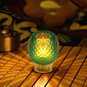 Battery Operated Lamp with Timer,Glass Cordless Lamps with LED Bulb,Decorative Lights for Living Room Bedroom Tabletop Entryway Centerpiece Gift (Green)